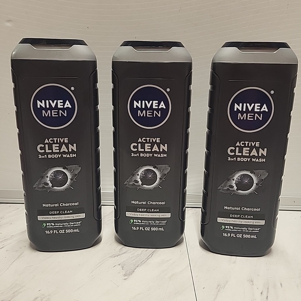 NIVEA Men Active Clean Body Wash - 16.9oz - 3 Pack